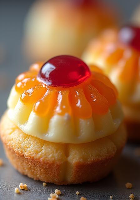 Macro shot of an intricate, handcrafted pastry, showcasing delicate details.